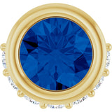 14K Gold Round Natural Blue Sapphire Accented Bezel-Set Necklace or Pendant - Yellow Gold
