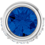 Platinum Round Lab-Grown Blue Sapphire Accented Bezel-Set Necklace or Pendant