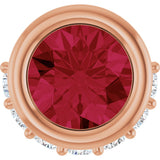14K Gold Round Natural Ruby Accented Bezel-Set Necklace or Pendant - Rose Gold