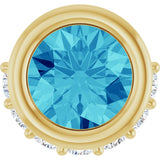 14K Gold Round Natural Blue Zircon Accented Bezel-Set Necklace or Pendant - Yellow Gold