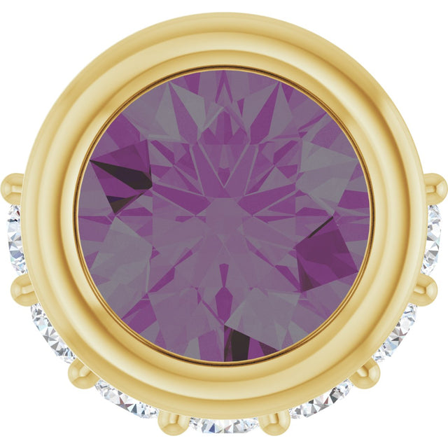 14K Gold Round Lab-Grown Alexandrite Accented Bezel-Set Necklace or Pendant - Yellow Gold