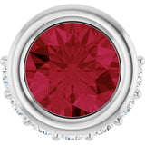 14K Gold Round Natural Ruby Accented Bezel-Set Necklace or Pendant - White Gold