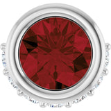 Platinum Round Natural Mozambique Garnet Accented Bezel-Set Necklace or Pendant