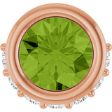 14K Gold Round Natural Peridot Accented Bezel-Set Necklace or Pendant - Rose Gold