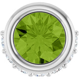 Platinum Round Natural Peridot Accented Bezel-Set Necklace or Pendant