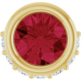 14K Gold Round Natural Ruby Accented Bezel-Set Necklace or Pendant - Yellow Gold