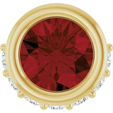14K Gold Round Natural Mozambique Garnet Accented Bezel-Set Necklace or Pendant - Yellow Gold