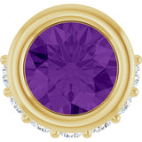 14K Gold Round Natural Amethyst Accented Bezel-Set Necklace or Pendant - Yellow Gold