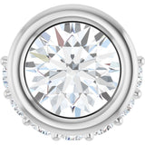 14K Gold Round Natural White Sapphire Accented Bezel-Set Necklace or Pendant - White Gold