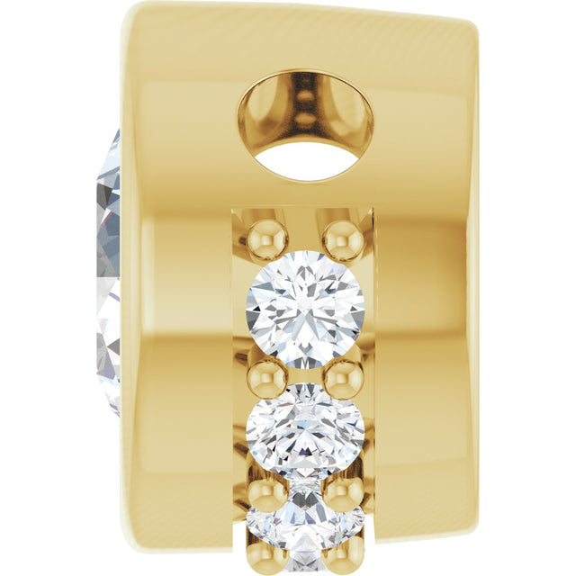 14K Gold Round Natural White Sapphire Accented Bezel-Set Necklace or Pendant - Yellow Gold - view 3