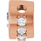 14K Gold Round Natural White Sapphire Accented Bezel-Set Necklace or Pendant - Rose Gold - view 3