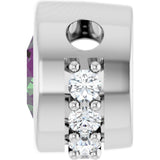 Platinum Round Lab-Grown Alexandrite Accented Bezel-Set Necklace or Pendant - view 3