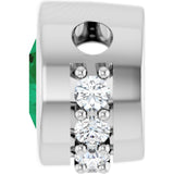 14K Gold Round Natural Emerald Accented Bezel-Set Necklace or Pendant - White Gold - view 3