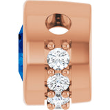 14K Gold Round Natural Blue Sapphire Accented Bezel-Set Necklace or Pendant - Rose Gold - view 3