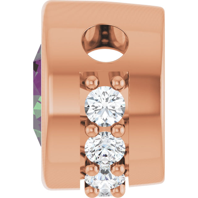 14K Gold Round Lab-Grown Alexandrite Accented Bezel-Set Necklace or Pendant - Rose Gold - view 3