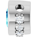 Platinum Round Natural Blue Zircon Accented Bezel-Set Necklace or Pendant - view 3