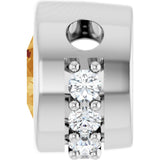 14K Gold Round Natural Citrine Accented Bezel-Set Necklace or Pendant - White Gold - view 3