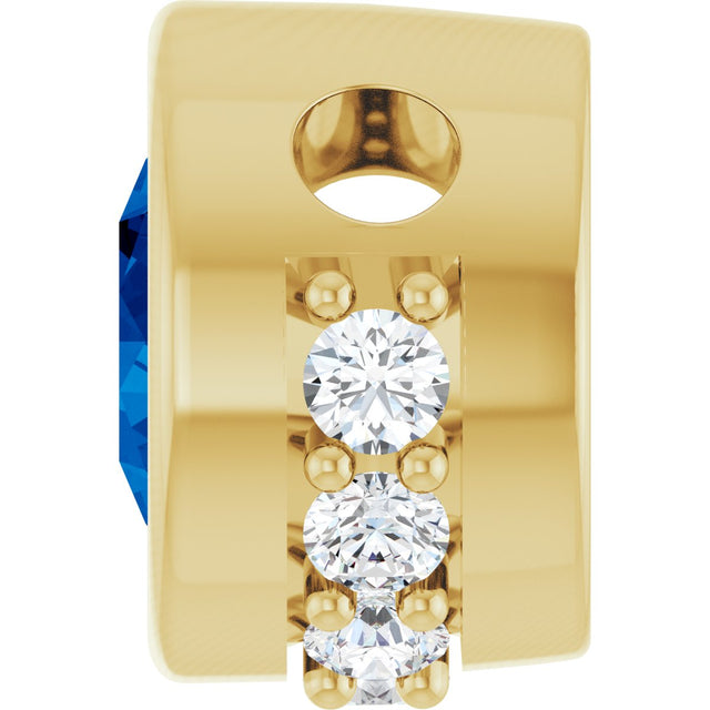 14K Gold Round Natural Blue Sapphire Accented Bezel-Set Necklace or Pendant - Yellow Gold - view 3