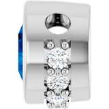 Platinum Round Natural Blue Sapphire Accented Bezel-Set Necklace or Pendant - view 3
