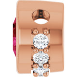 14K Gold Round Lab-Grown Ruby Accented Bezel-Set Necklace or Pendant - Rose Gold - view 3