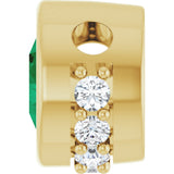 14K Gold Round Lab-Grown Emerald Accented Bezel-Set Necklace or Pendant - Yellow Gold - view 3