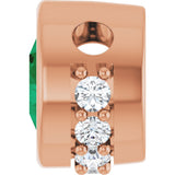 14K Gold Round Natural Emerald Accented Bezel-Set Necklace or Pendant - Rose Gold - view 3
