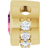 14K Gold Round Natural Pink Tourmaline Accented Bezel-Set Necklace or Pendant - Yellow Gold - view 3