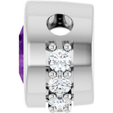 14K Gold Round Natural Amethyst Accented Bezel-Set Necklace or Pendant - White Gold - view 3