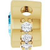 14K Gold Round Natural Aquamarine Accented Bezel-Set Necklace or Pendant - Yellow Gold - view 3