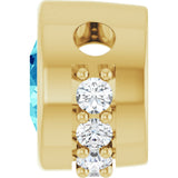14K Gold Round Natural Blue Zircon Accented Bezel-Set Necklace or Pendant - Yellow Gold - view 3