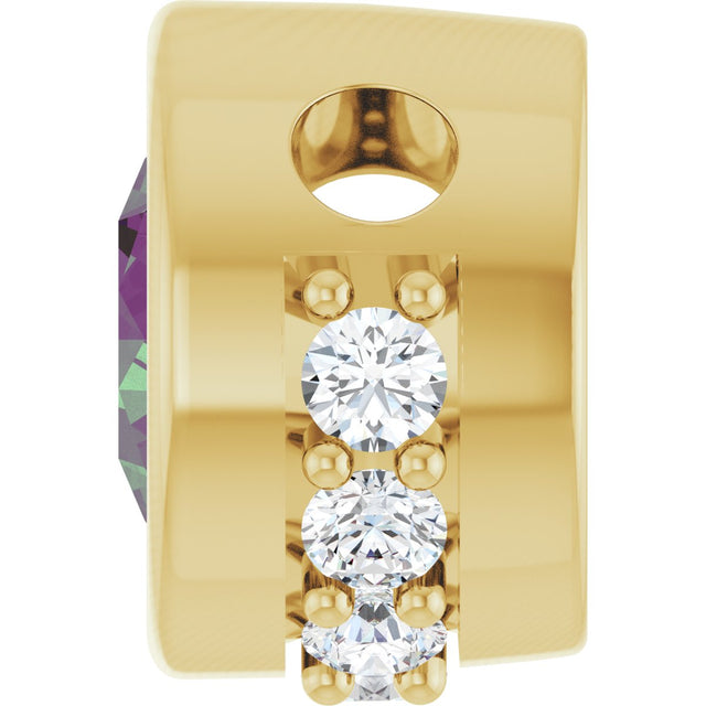 14K Gold Round Lab-Grown Alexandrite Accented Bezel-Set Necklace or Pendant - Yellow Gold - view 3
