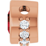 14K Gold Round Natural Mozambique Garnet Accented Bezel-Set Necklace or Pendant - Rose Gold - view 3