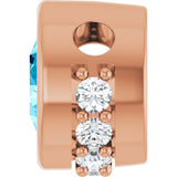 14K Gold Round Natural Aquamarine Accented Bezel-Set Necklace or Pendant - Rose Gold - view 3