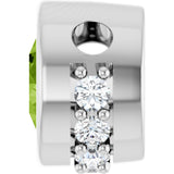 Platinum Round Natural Peridot Accented Bezel-Set Necklace or Pendant - view 3