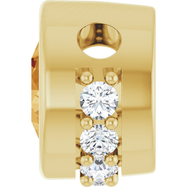14K Gold Round Natural Citrine Accented Bezel-Set Necklace or Pendant - Yellow Gold - view 3