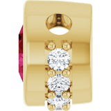 14K Gold Round Lab-Grown Ruby Accented Bezel-Set Necklace or Pendant - Yellow Gold - view 3