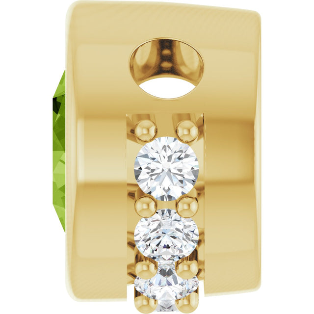 14K Gold Round Natural Peridot Accented Bezel-Set Necklace or Pendant - Yellow Gold - view 3