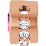 14K Gold Round Natural Pink Tourmaline Accented Bezel-Set Necklace or Pendant - Rose Gold - view 3