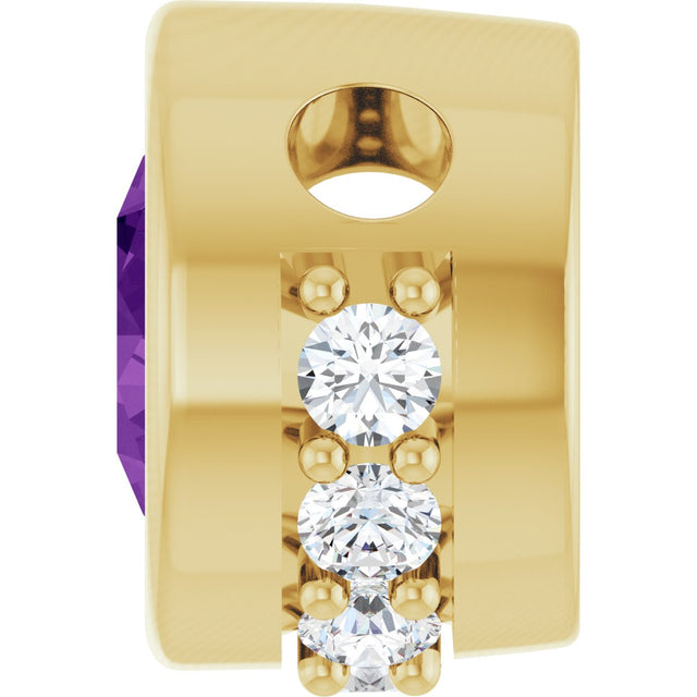 14K Gold Round Natural Amethyst Accented Bezel-Set Necklace or Pendant - Yellow Gold - view 3