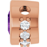 14K Gold Round Natural Amethyst Accented Bezel-Set Necklace or Pendant - Rose Gold - view 3