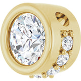 14K Gold Round Natural White Sapphire Accented Bezel-Set Necklace or Pendant - Yellow Gold - view 2
