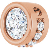 14K Gold Round Natural White Sapphire Accented Bezel-Set Necklace or Pendant - Rose Gold - view 2