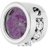 Platinum Round Lab-Grown Alexandrite Accented Bezel-Set Necklace or Pendant - view 2