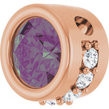14K Gold Round Lab-Grown Alexandrite Accented Bezel-Set Necklace or Pendant - Rose Gold - view 2