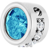 14K Gold Round Natural Blue Zircon Accented Bezel-Set Necklace or Pendant - White Gold - view 2