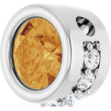 Platinum Round Natural Citrine Accented Bezel-Set Necklace or Pendant - view 2