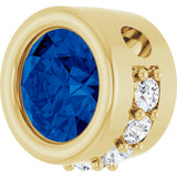 14K Gold Round Natural Blue Sapphire Accented Bezel-Set Necklace or Pendant - Yellow Gold - view 2
