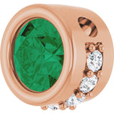 14K Gold Round Lab-Grown Emerald Accented Bezel-Set Necklace or Pendant - Rose Gold - view 2