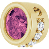 14K Gold Round Natural Pink Tourmaline Accented Bezel-Set Necklace or Pendant - Yellow Gold - view 2