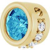 14K Gold Round Natural Blue Zircon Accented Bezel-Set Necklace or Pendant - Yellow Gold - view 2